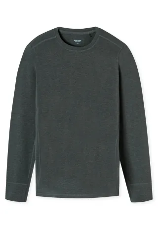 SCHIESSER - Langarmshirt Rundhals dunkelgrau-gem. - Gr. - 8