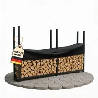 Coemo Kaminholzregal HANS, (1-St), 223 x 25 x 115 cm Brennholzregal Metall Außen Stahlrahmen Abdeckplane
