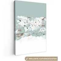 OneMillionCanvasses® Leinwandbild Weltkarte - Kind - Flugzeug, Fotodruck (1 St), Leinwand Canvas Wandbild, Wanddekoration 20x30 cm