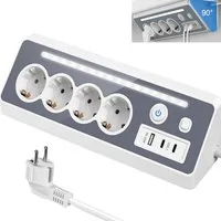 OYLCDI Steckdosenleisten Eck-Steckdosenleiste PD-Schnellaufladung 7 Fach Mehrfachsteckdose 7-fach (3680W 16A,USB PD 30W, Ein- / Ausschalter, USB-Anschlüsse, 1,5M Verlängerungskabel, Kinderschutz, Überspannungsschutz, Blitzschutz, Überlastschutz, Kurz