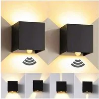 oyajia Wandleuchte 2 Stück 7W Metall LED Wandlampe, Auf und ab Einstellbarer Lichtstrahl, LED fest integriert, Warmweiß, LED Wandlampe mit Bewegungsmelder,für Wohnzimmer, Flur, Balkon, Hotel