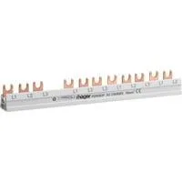 Phaserschiene drei polig mit Gabelanschluss zehn Quadratmillimeter 63 Ampere 12 Module grau, Retail