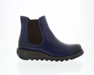 Fly London SALV Chelsea-Stiefel aus Leder für Damen, Blau, Keilabsatz