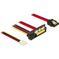 Adapterkabel SATA 7Pin + Floppy 4Pin > SATA 22Pin schwarz/rot, 30cm, 22Pin-Stecker abgewinkelt