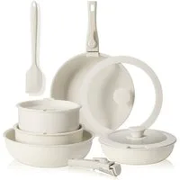 SURFOU Topf-Set 12-teiliges Topfset Abnehmbarer Griff Pots & Pans Sets, Pfanne 7inch Topf 8/10inch Cookware Wohnmobil Kochgeschirr für Camping