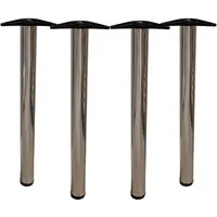 MS Beschläge Tischbein 4er Set Edelstahl-Optik 710mm Tischfüße Ø 60mm, höhenverstellbare Tischstempel Tischstützen mit Montageplatte