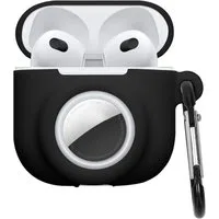 kwmobile Kopfhörer-Schutzhülle 2-in1 Schutzhülle für Apple Airpods 4 Hülle, Weiches Silikon Cover - Schutzhülle mit Karabiner mit Airtag Case