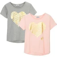 bonprix T-Shirt (Packung, 2-tlg) regular fit, Kurzarm, hinten länger geschnittener Saum