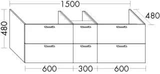Burgbad Waschtischunterschrank System 30 Preisgruppe 4 Sana 480x1500x480 Nussbaum Cognac SFZK150F6568
