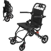 Rutaqian Rollstuhl Faltbarer & Leichter Transportrollstuhl für Erwachsene und Senioren, Ultraleicht und Tragbar, bis 100 kg, ideal für Reisen und Allta