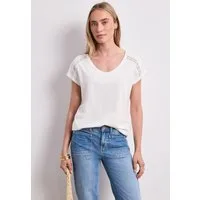 STREET ONE T-Shirt mit abgerundetem V-Ausschnitt