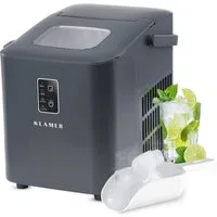 KLAMER Eiswürfelmaschine 11kg/24h, 8 Eiswürfel in 8 Min, 1L Wassertank, 2 Größen, leise Ice Ma…, 120W, 1L Wassertank, Signallampe, mit Eisschaufel, Tragegriff