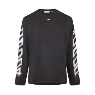 Off White - T-Shirt für Herren, Langärmlig (Schwarz)