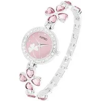 Taffstyle Quarzuhr Damen Armbanduhr mit Kristallen und Glücksbringer Kleeblatt, (Elegante Damen Uhr mit Kleeblatt Design und Metallarmband - Geschenkidee)