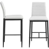en.casa Barhocker (Set, 2er), Design-Sitzhocker 96 x 43 x 47cm Weiß