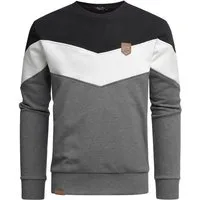 Amaci&Sons Sweatshirt PALMDALE Sweatshirt mit Rundhalsausschnitt Herren Basic Kontrast Sweatjacke Pullover Hoodie Sweatshirt