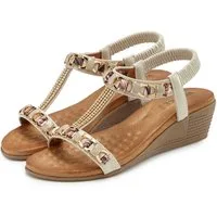 Vivance by Lascana Sommerschuh, offener Schuh, Sandale, Keilsandalette, Sandalette mit elastischen Riemchen und Keilabsatz