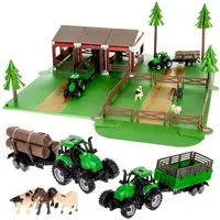 KRUZZEL Spielzeug-Traktor Bauernhof Spielzeug Tiere Traktor, (102-tlg), 102 teilig