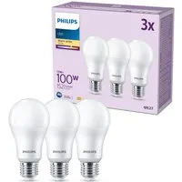 Philips LED-Leuchtmittel 100W Non-Dim, E27, 3 St., Warmweiß