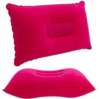 Intirilife Reisekissen, Aufblasbares Kissen in PINK, 1-tlg., Rechteckiges Kopfkissen zum Aufblasen mit ergonomischer Form