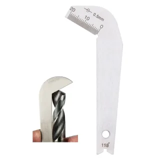 118° Drill Bit Angle Gauge Stainless Steel Drill Point Sharpening Gauge 0-20Mm for Machinist 0.5mm Sharpener Measuring T