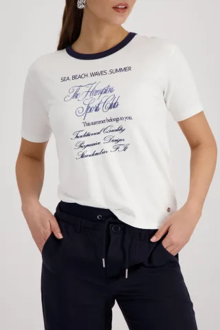monari - T-Shirt mit Strassschrift marine - Gr. - 44