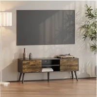 en.casa Lowboard, »Eskilstuna« Fernsehtisch 120x29,5x46,5cm Schwarz / Dunkler Holzton