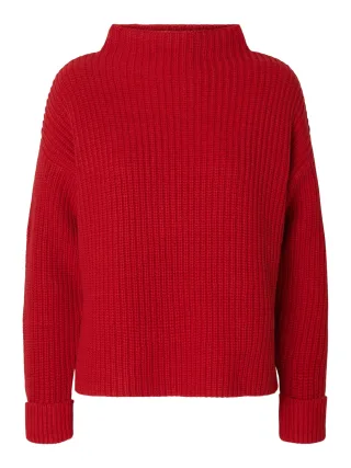 SELECTED WOMEN - SLFSELMA SUS LS KNIT PULLOVER NOOS equestrian red - Gr. - XL