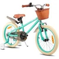 HILAND Kinderfahrrad 14 16 18 Zoll Kinderfahrrad, Kinderfahrrad für Mädchen, mit Stützrädern, Handbremse und Rücktrittbremse, Korb
