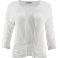 Passioni Cardigan Weißer Sommer-Cardigan mit Haken- und Ösen Verschluss