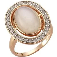 Zeeme Fingerring Silber 925 rosé vergoldet mit echtem Mondstein Zirkonia