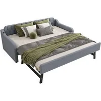 Merax Daybett, Tagesbett 90x200cm/180x200cm Schlafsofa mit Unterbett, Leinen