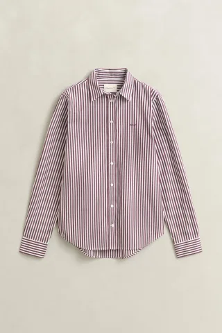 GANT - Popeline-Bluse im Regular Fit mit Streifen Rot - Gr. - 46