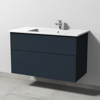 Sanipa 3way Keramik-Set Venticello Keramik-Waschtisch und Unterbau mit 2 Auszügen, Marine-Matt SP3261R