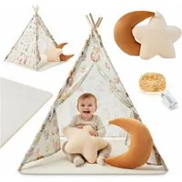 Mamabrum Spielzelt Mamabrum Kinder Tipi Zelt mit Matte, Kissen und LED