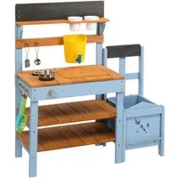 LALAHO Outdoor-Spielküche Matschküche Gartenküche,Spielküche mit Spüle, Kochfeld,Pflanzkasten, Kinderküche Gartenküche für Kinder ab 3 Jahren