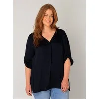 Base Level Curvy Shirtbluse Yanina mit V-Ausschnitt