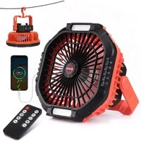 kehot Tischventilator Campingventilator mit Licht und Fernbedienung, USB-C aufladbar mit 4 Windstufen und 3 Lichtmodi