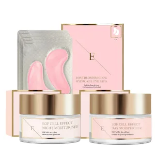 EGF Cell Effect Day Moistruseir + EGF Cell Effect Night Moisturier + Rose Blossom Augenpads