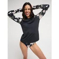 Roxy Strandshirt LS LYCRA Kurzarm-Design, mit Rundhalsausschnitt, aus Polyester und Elasthan