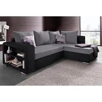 COLLECTION AB Ecksofa John L-Form, B: 226 cm, Bettfunktion, Bettkasten, Regalelement & 2 Zierkissen, Federkern