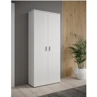 HBZ Schuhschrank Lincoln weiß Glanz, BxHxT 80x190x35 cm (1-St) Schuhschrank mit 2 Türen, 9 Einlegeböden, 2 feste Böden