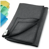 ELEXACLEAN Waffeltuch Trockentuch Mikrofasertuch (80% Polyester, 20% Polyamid, Set, 2-tlg., 60x40 cm, streifenfrei, fusselfrei, saugstark)