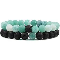 The Beauty House Armband Lavastein Naturstein Armband mit schwarzen Lava Perlen Energiearmband