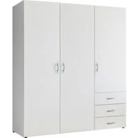 Schlafkontor Drehtürenschrank Harry Schlafzimmerschrank in weiß Kleiderschrank Garderobe mit 3 Schubkästen, in 2 Breiten