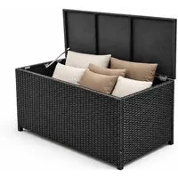 TEICO GROUP Kissenbox Polyrattan Kissenbox 300L Auflagenbox Gartenbox Balkon Terrasse, Gasdruckfeder