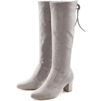 LASCANA Schlupfboots, Slouchy Boots, Slip-On, Schlupfstiefel aus stretchigem Material mit Blockabsatz in elegantem Design