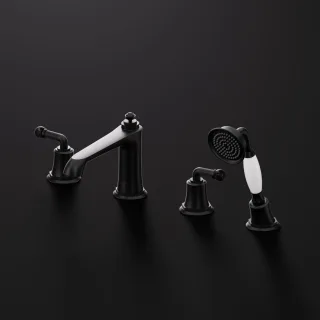 Steinberg Serie 355 4-Loch Wannenrand-Armatur, Schwarz matt / Nero Marquina 355 2400 S