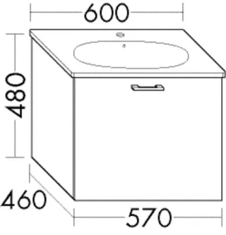 Burgbad Waschtischunterschrank Sys30 PG4 Sana 480x570x460 Salbeigrau Hochglanz, WVVI057F5968 WVVI057F5968