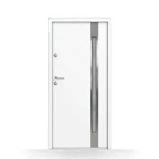 Nebeneingangstür Stahl, Weiß, 1000x2000 cm, nach außen öffnend, Modell Kempten, individuell konfigurieren